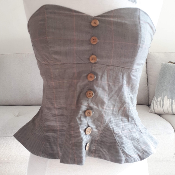 Plaid Peplum Bustier Top - Picture 7 of 16